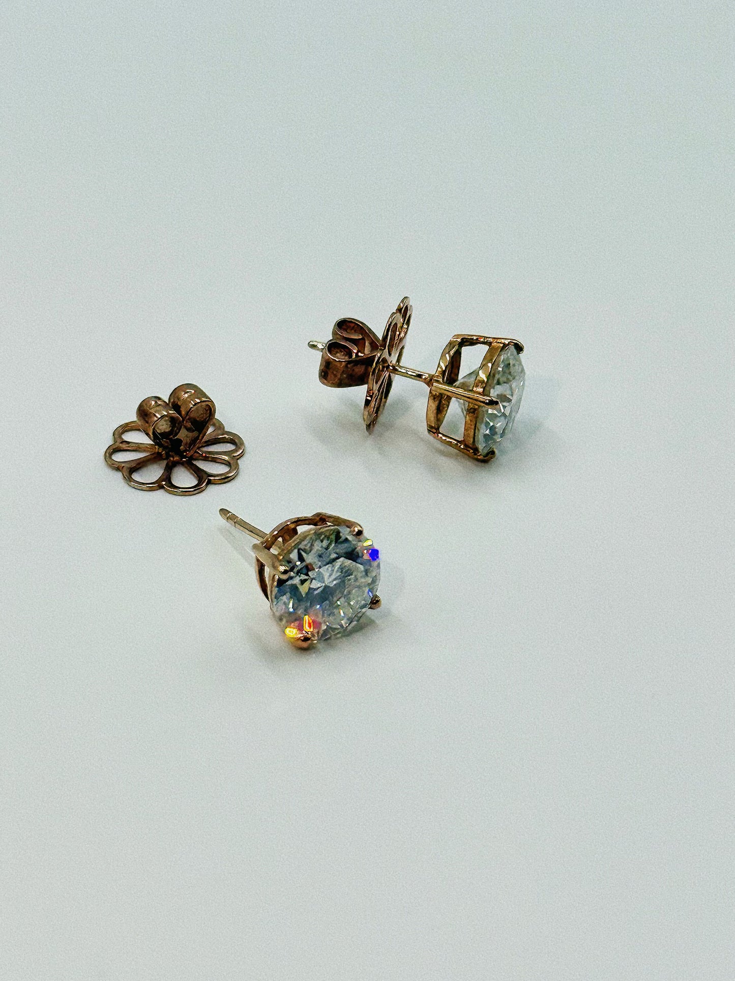 Pink Gold earrings with Moissanites